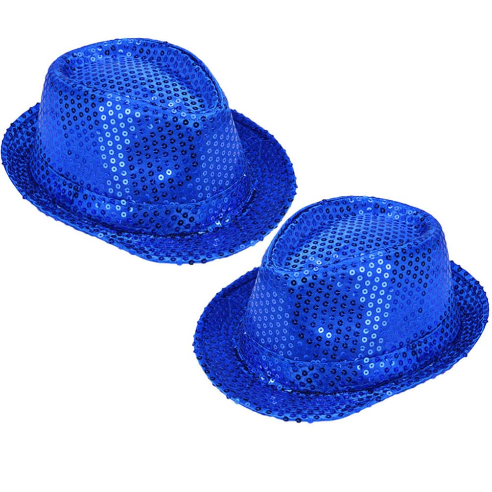 2pcs Sequins Fedora Hat Adult Costumes Light up Hat Disco Props for Women, Gangster Jazz Birthday Costume