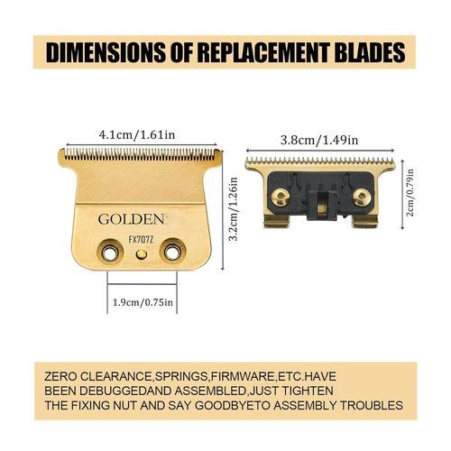 BaByliss PRO Gold FX707Z DLC Replacement Blades - Premium Trimmer Blades for FX787 & FX726 | 2-Pack