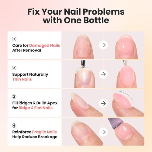Beetles Rubber Base Gel Set - 6 Colors 15ml | 5-in-1 Builder Base Coat for Strong, Flexible Nails