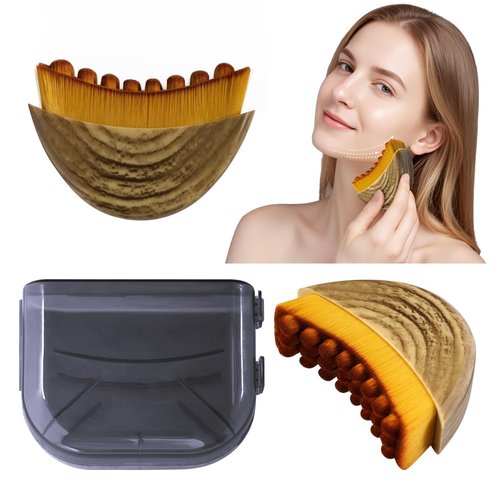 Lymphatic Contour Face Brush, Lymphatic Drainage Brush, Soft Bristle Contour Massager for Jawline Shaping and Double Chin, Ergonomic Design Fits Facial Skin Precisely