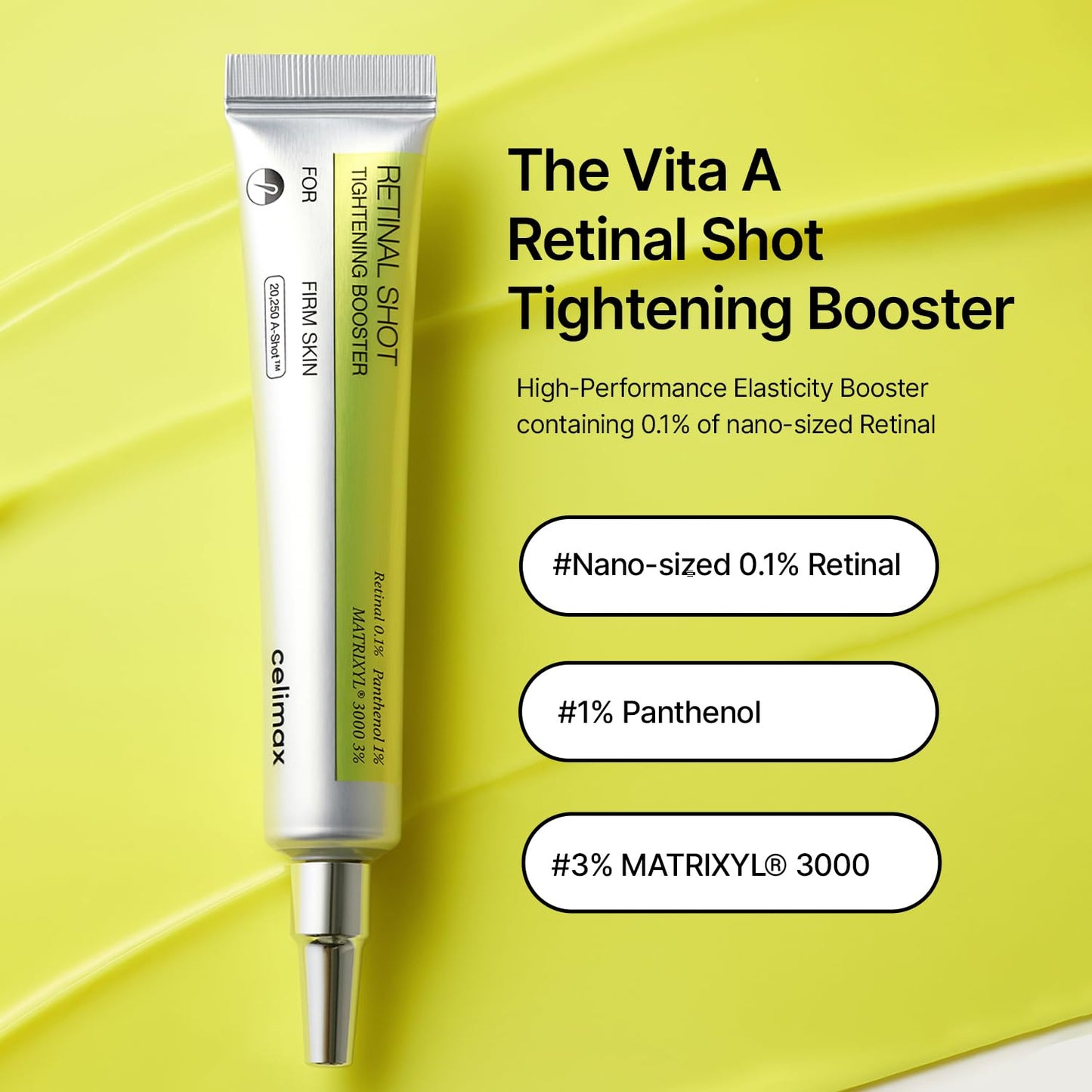 Celimax The Vita A Retinal Shot Tightening Booster - 0.1% Retinal, 3% Matryxyl for Anti-Aging & Firmer Skin, 15ml