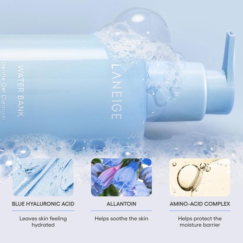 LANEIGE Water Bank Gentle Gel Cleanser - pH-Balanced & Barrier-Boosting with Blue Hyaluronic Acid