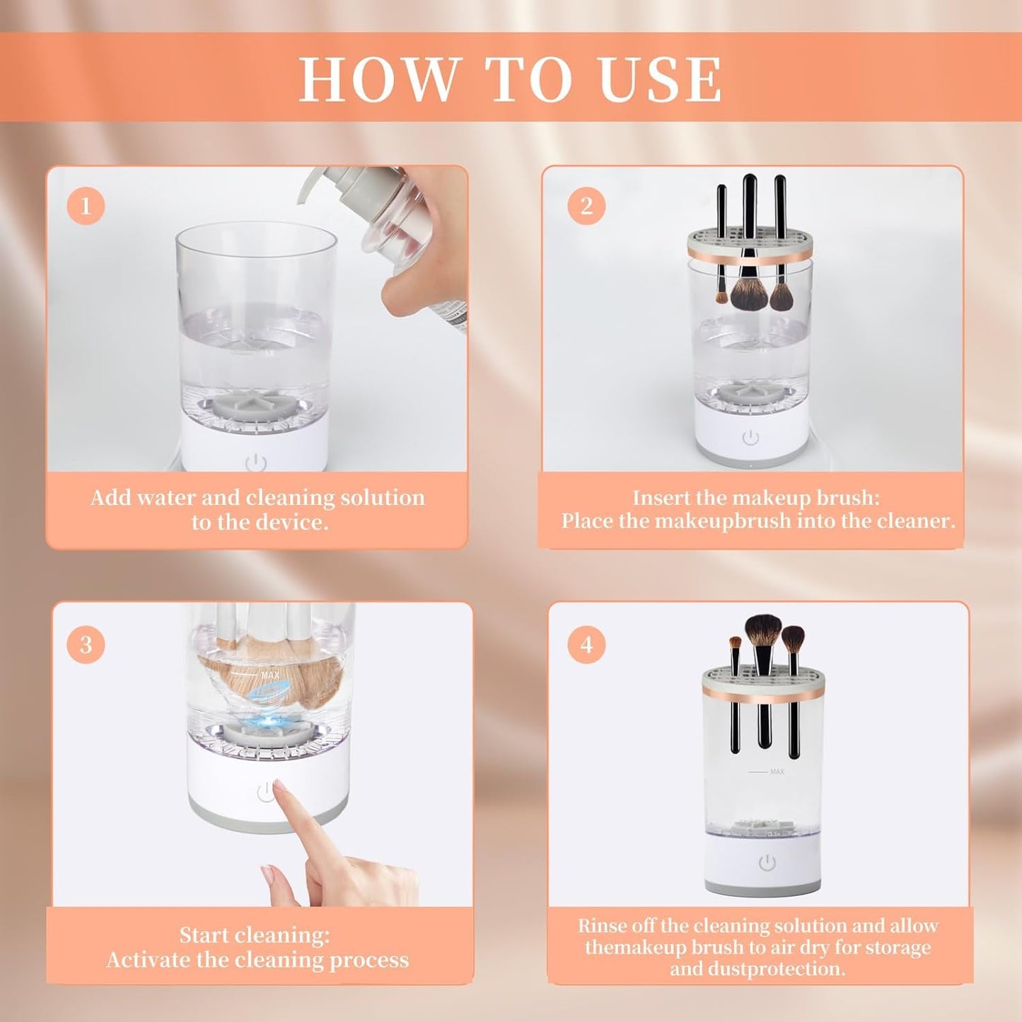 Multi-Functional Electric Makeup Brush Cleaner - Automatic, Energy Saving Makeup Brush Cleaner: Convenient and efficient Makeup Brush Cleaning Solution (white)