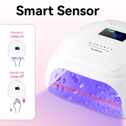Makartt UV Nail Lamp – 30W Fast Curing UV Light with Handle Rechargeable Cordless Nail Dryer for Gel Nail Polish with 45 Beads Dual Lights 4 Timers LCD Smart Sensor for Nail Art Design(White)