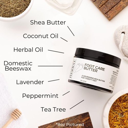Ora's Amazing Herbal Foot Care Butter - Repair Cream for Dry Cracked Heels & Feet | Lavender & Tea Tree, 2 oz