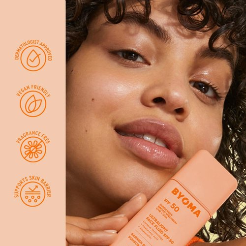 BYOMA SPF 50 Face Fluid - Ultra-Lightweight Sunscreen for All Skin Tones - Luminous Glow, No White Cast - 1.69 fl. oz