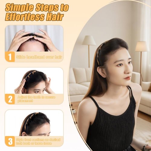 CUUCTGDA 2026 New U Shape Headbands for Women Non Slip,Fashion Accessories for Slicked Back Styles,Soft Stretchable Silicone Headband,Comfortable Comb Headband with Teeth 2 Pack（Tortoise & Black）