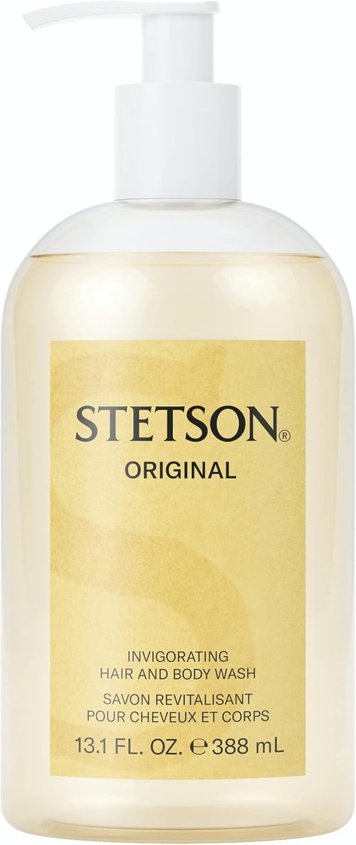 Coty Scent Stetson Original Hair and Body Wash - Earthy, Woody Aroma with Citrus & Patchouli - 13.1 Fl Oz