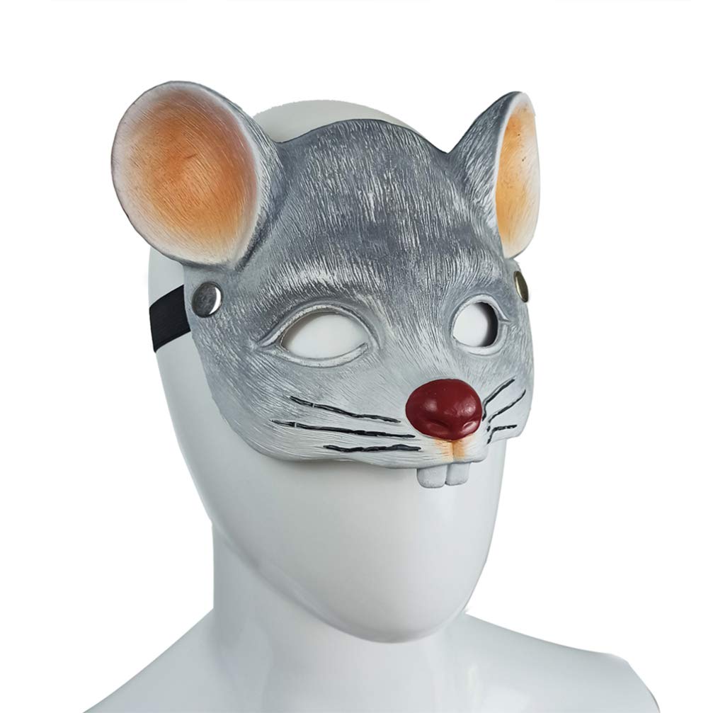 NOLITOY Rat Mask Rat Head Masks Animal Masks for Halloween Costume Party Props Light Grey