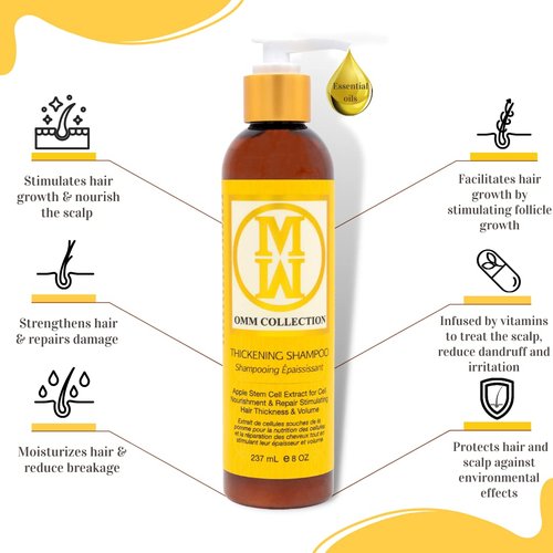 OMM Collection Hair Thickening Shampoo - All Natural Formula | 240ml for Fuller Hair