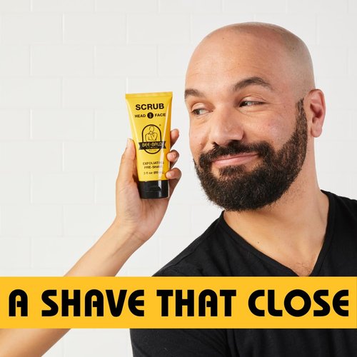 Bee Bald SCRUB Exfoliating Pre-Shave - Deep Cleanse & Remove Pore Clogging Dirt, 3 Fl Oz