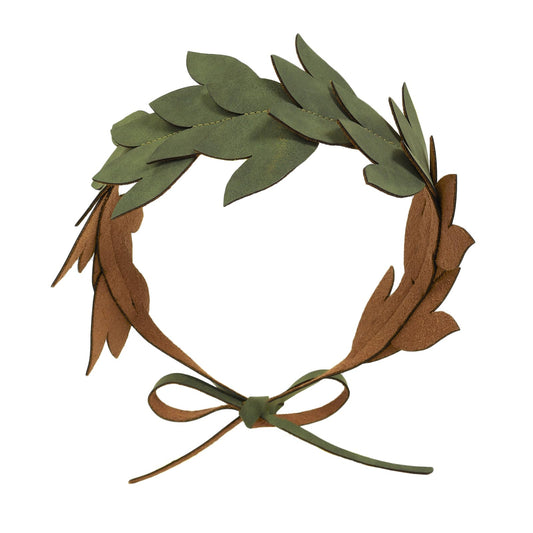 KUOIN Medieval Leaf Crown Headband for Women, Woodland Fairy Elf Faux Leather Tiara Wreath Laurel (Green)