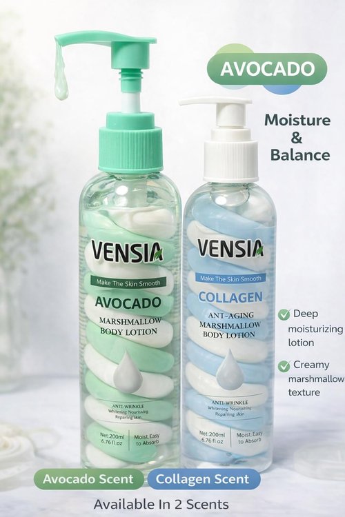 VENSIA Anti Aging Niacinamide Body Lotion 200ml – Moisturizing Lotion for Dry & Rough Skin, Vitamin C Brightening, Gentle Exfoliating, Soothing Hydration for All Skin (Avocado)