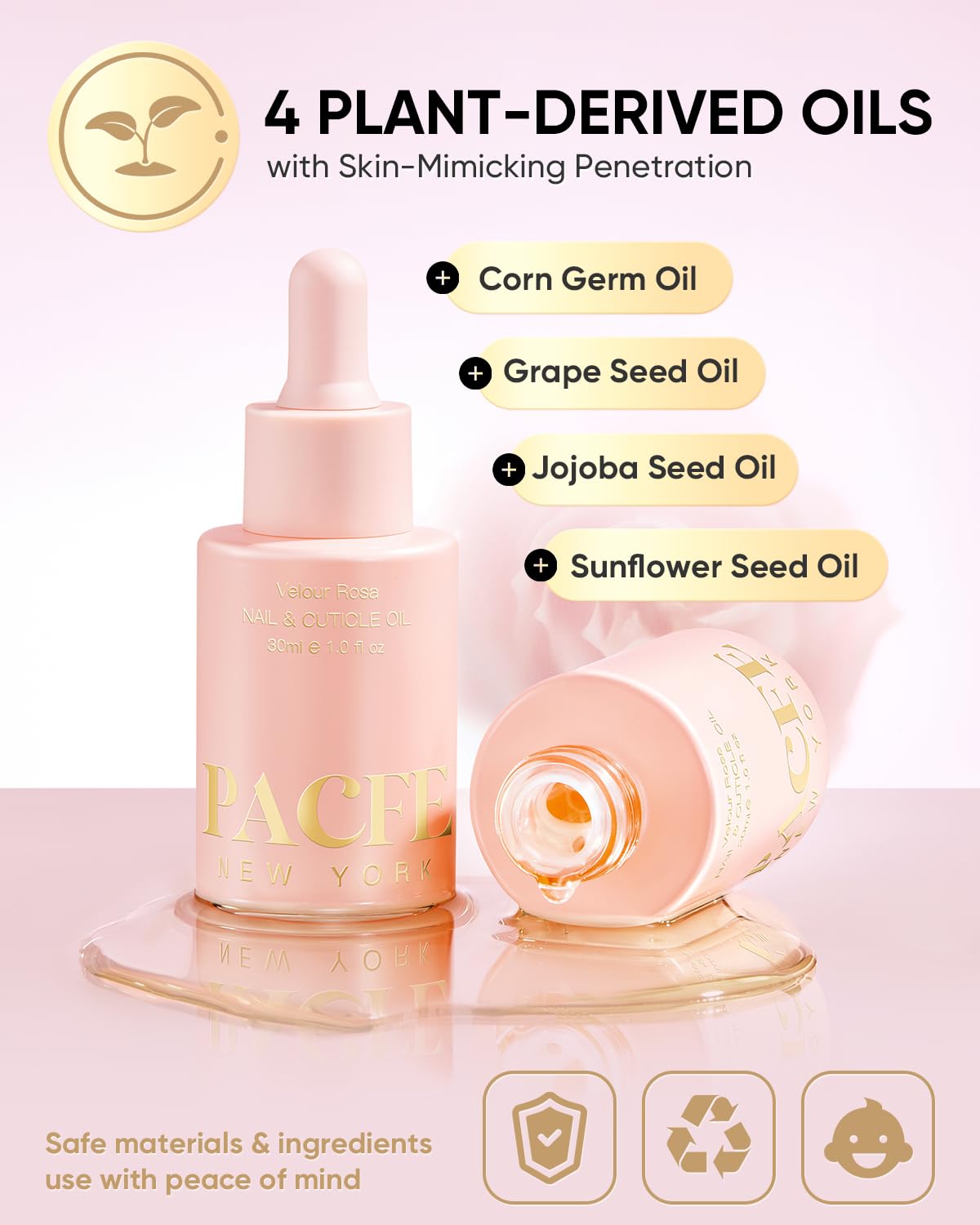 Velour Rosa Nail & Cuticle Oil - 100% Natural Hydrating Treatment with Jojoba Oil & Vitamin E - 1.0 fl oz