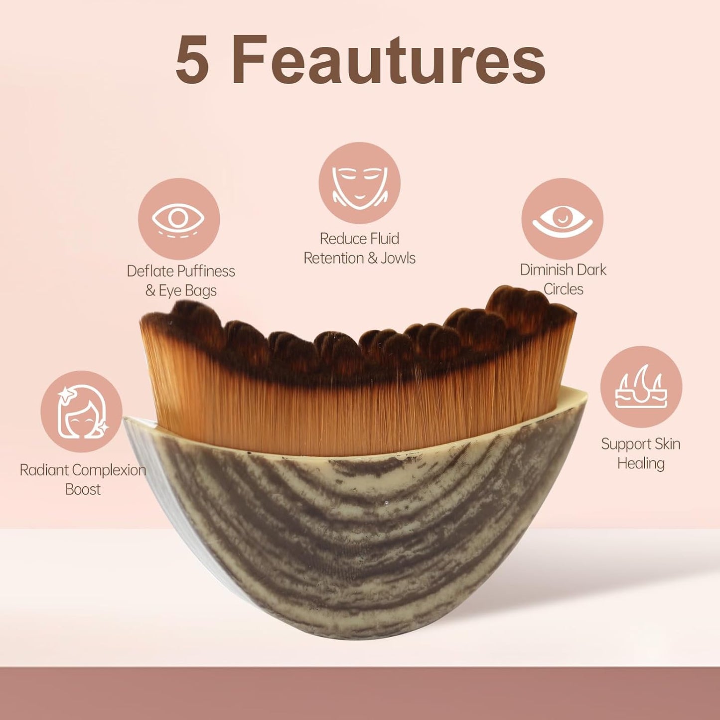 Skiennix Lymphatic Contour Face Brush - Sculpting & Anti-Puffiness Tool | Ultra Soft Dry Brush for Jawline Massage | Ergonomic Design (1pc)
