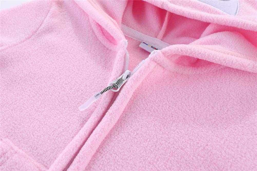 Mud Kingdom Toddler Girls Unicorn Fleece Hoodies Full Zipper White 3T