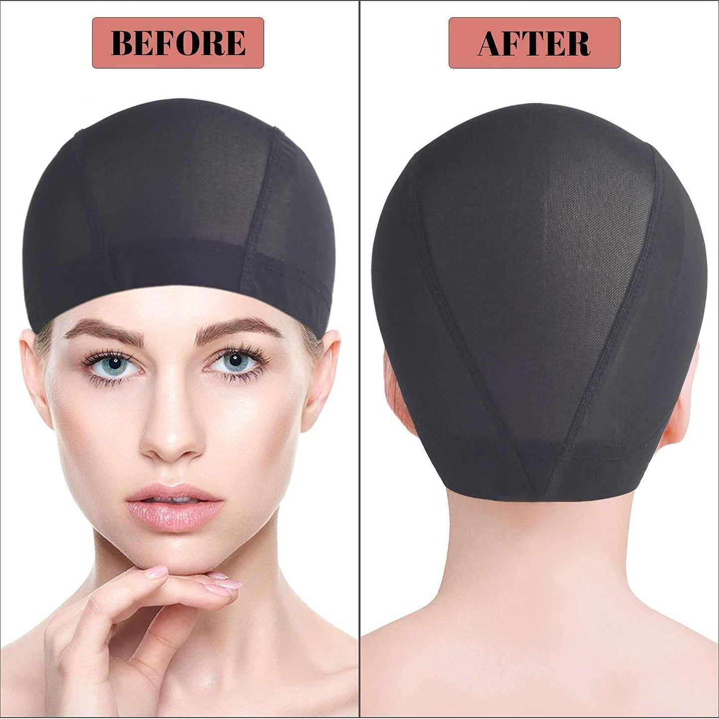 Smilco Mesh Dome Cap for Wig Making 6 Pack Stretchable Dome Mesh Lace Front Wig Caps for Women （Black）