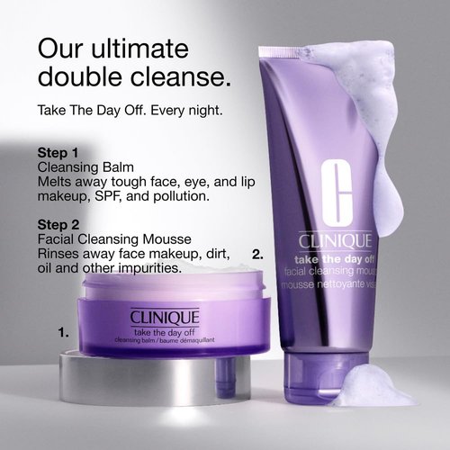 Clinique Take The Day Off Facial Cleansing Mousse - Hydrating Formula with Hyaluronic Acid & Glycerin | 4.2 Fl Oz