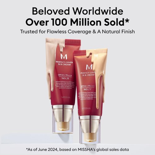 MISSHA M Perfect Cover BB Cream No.25 - Warm Beige Tinted Moisturizer with SPF 42 | 1.69 Fl Oz