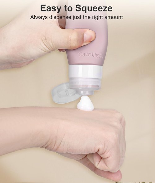 Quatish Travel Bottles - Leakproof 3 oz TSA Approved Containers | BPA Free Silicone for Toiletries (6 Pack)