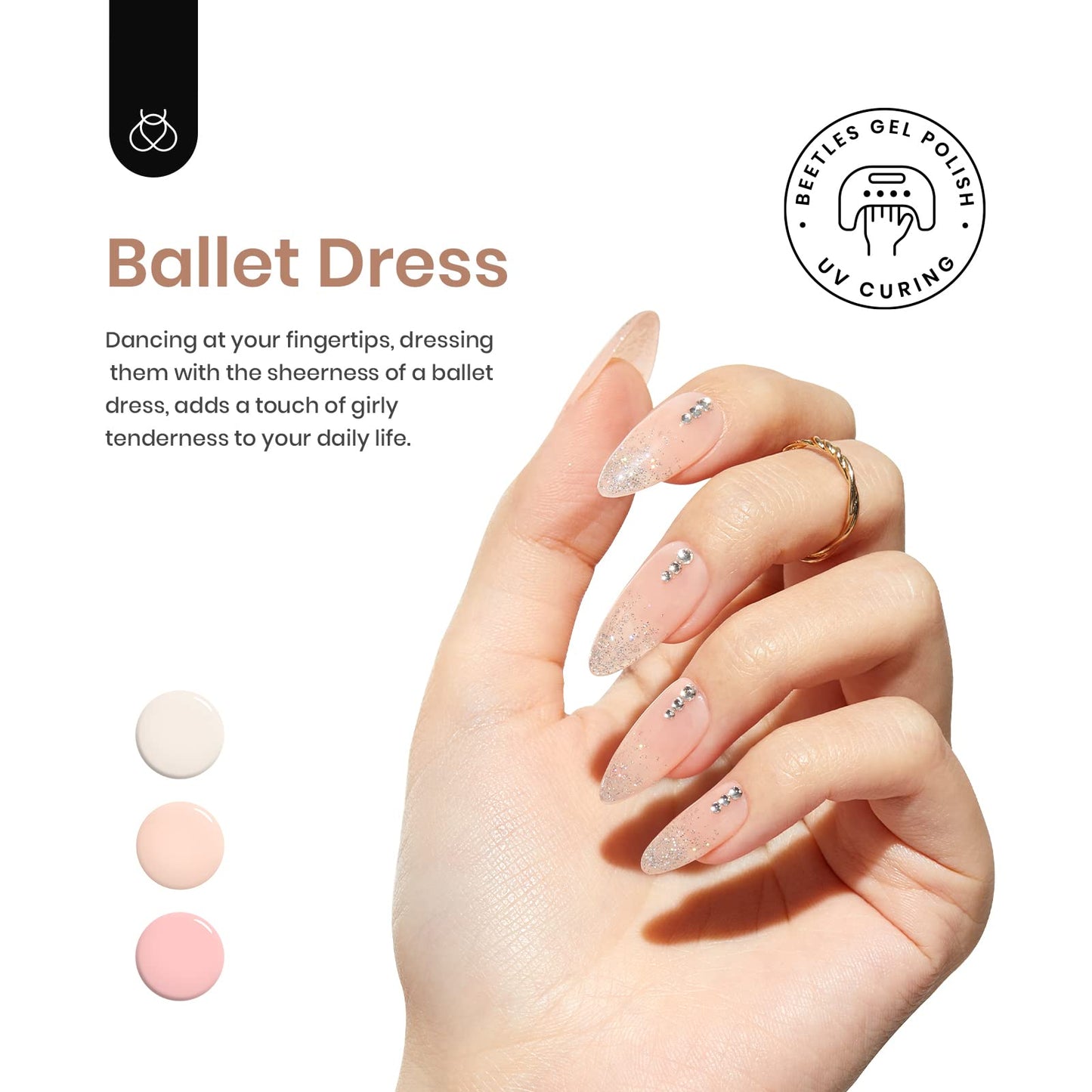 Beetles Jelly Gel Nail Polish Set, 6 Colors Milky White Sheer Pink Nude Gel Nail Kit Transparent Effect Spring Summer Gel Soak Off UV Ballet Dress DIY Manicure French Nail Art Gifts for Women