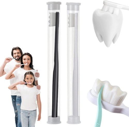 BREVI Nano Toothbrush - Premium Nordic-Inspired Design with 20,000 Extra Soft Bristles | Black & White