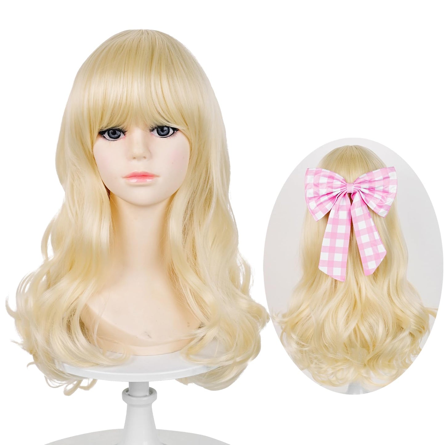 Probeauty Blonde Wig for Kids Girls Golden Long Wavy Cosplay Wigs Halloween Costume Party Fluffy Synthetic Wigs with Wig Caps