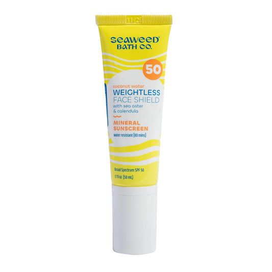 Seaweed Bath Co. Weightless Face Shield SPF 50 - Lightweight Mineral Sunscreen & Hydrating Serum 1.7 Oz