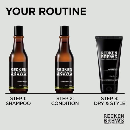 Redken Brews Molding Paste For Men - High Hold, Natural Matte Finish, All Hair Types, Sulfate-Free