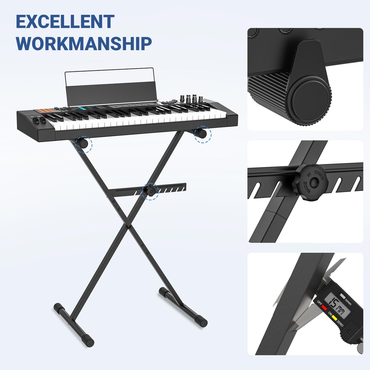 GLEAM Keyboard Stand - Digital Piano Stand, Single X Style, Black (Capacity: 100 lb)