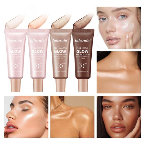 Natural Glow Illuminator Glotion - Lightweight, Hydrating Makeup Highlighter for Radiant Skin | 1.35 Fl Oz (#4 Deep)