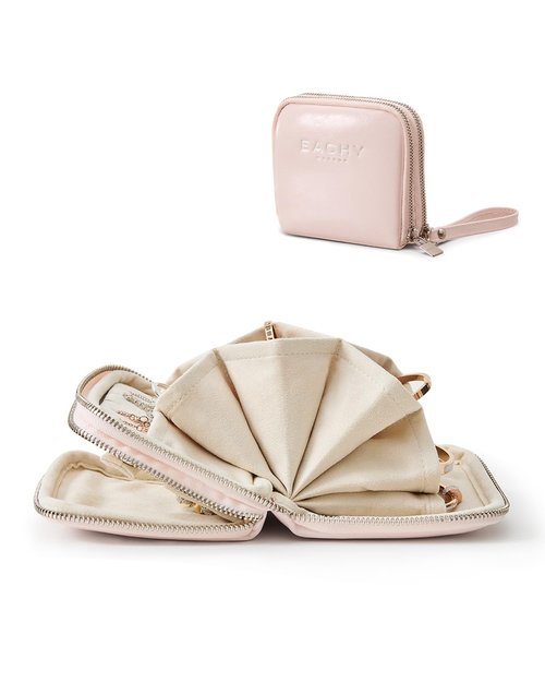 EACHY Jewelry Organizer, Open Flat Travel Jewelry Case,No Tangle Jewelry Pouch Bags for Earrings, Necklaces, Rings, Bracelets, Brooches, Pink