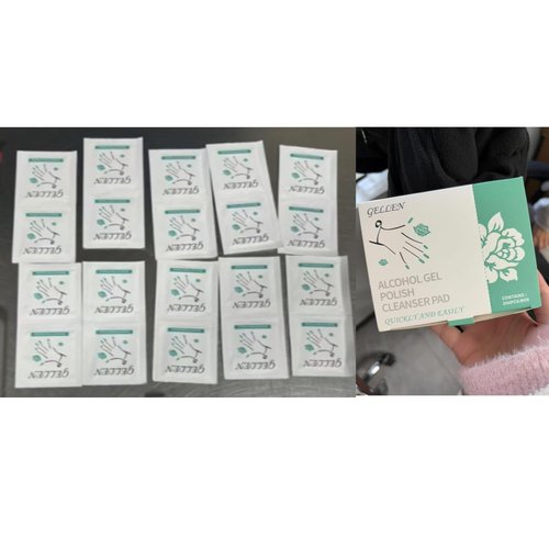 Gellen Nail Cleanser Pads - 400 Pack Acetone Remover with Glycerin Moisturizing | Professional Quality