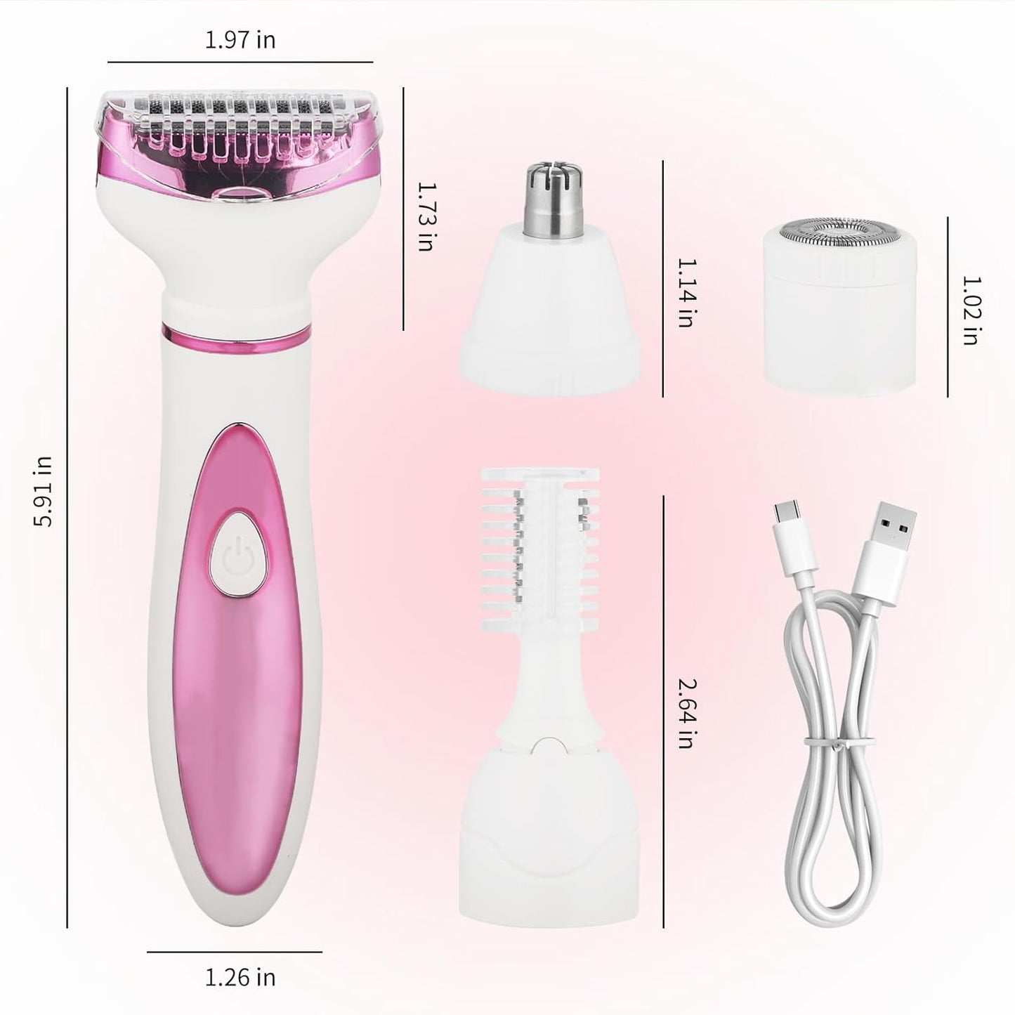 Skiennix LED Display Electric Razor - 4-in-1 Rechargeable Wet & Dry Shaver for Women & Men | Purple