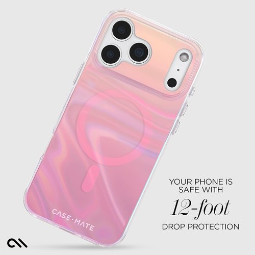Case-Mate Soap Bubble iPhone 17 Pro Max Case - Stylish Peach Iridescent Cover with 12ft Drop Protection | MagSafe Compatible