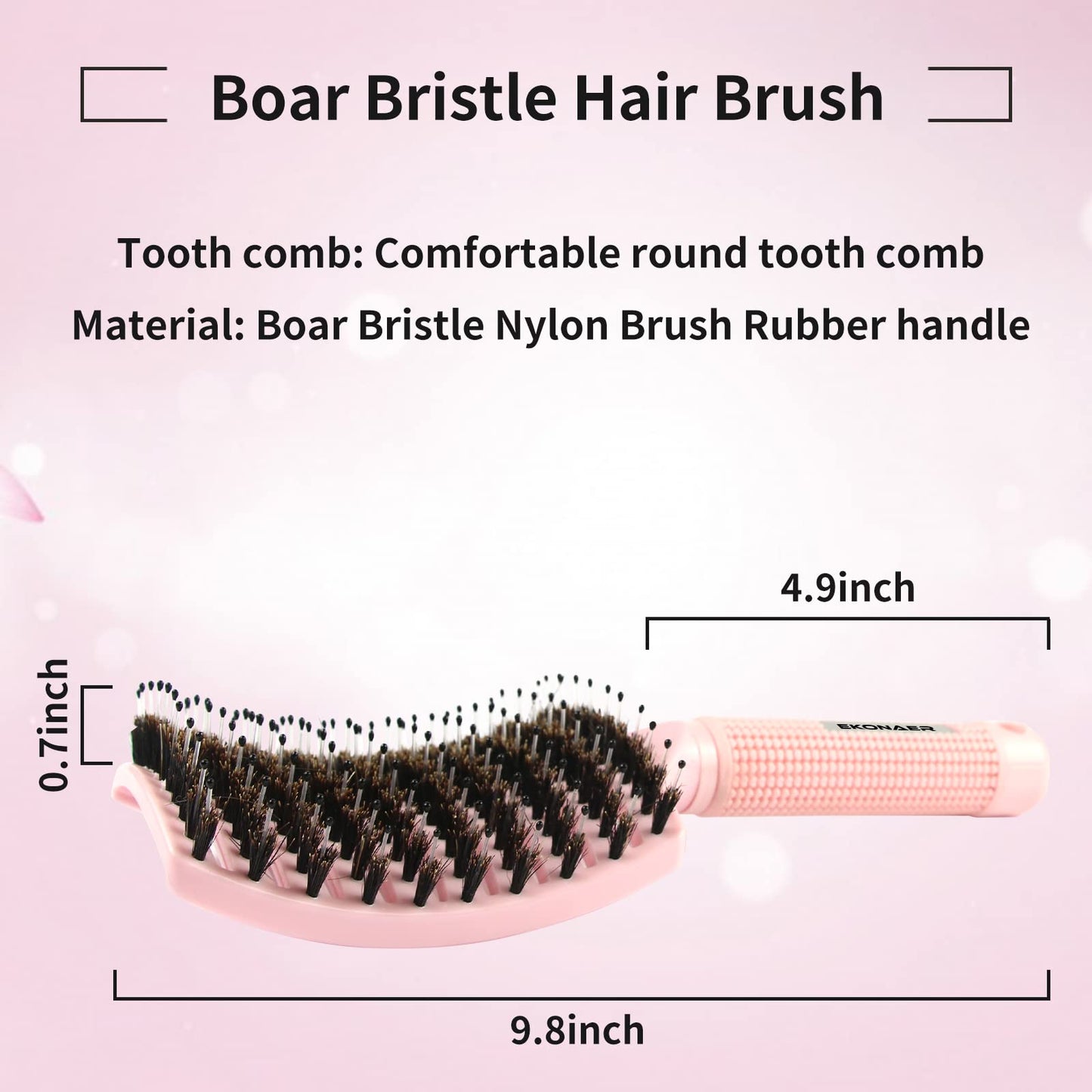 2 Pack Detangling Brush Getting Knots Out without Pain Adds Shine and Makes Hair Smooth,Detangler Boar Bristle Hair Brush for Adult & Kids Wet or Dry Hair(Light Green&Pink)…