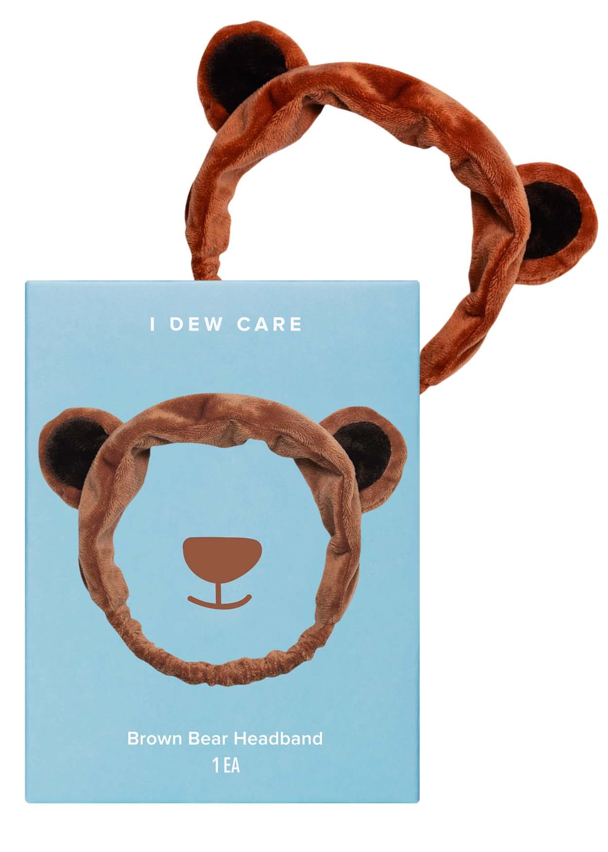 I DEW CARE Face Wash Headband - Brown Bear | Animal Head band for Face Washing & Skincare, Spa Day, Soft & Fuzzy, Cute for Makeup, Shower, Teen Girls Stuff, Teddy Bear Ears, Gift (1 Count)