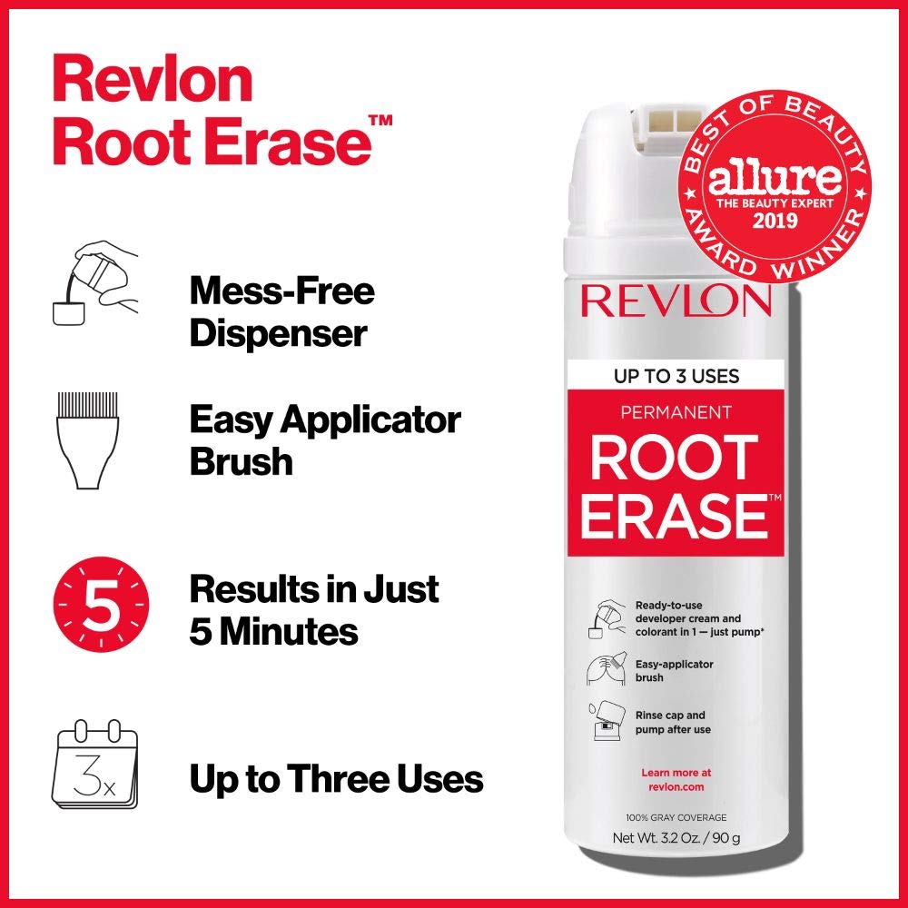 Revlon Permanent Hair Color, Permanent Hair Dye, At-Home Root Erase with Applicator Brush for Multiple Use, 100% Gray Coverage, Burgundy (4B), 3.2 Fl Oz