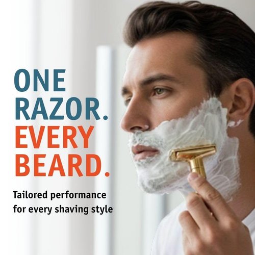 Merkur Futur 702 Adjustable Double Edge Safety Razor - Bright Gold, Eco-Friendly Design, Made in Germany