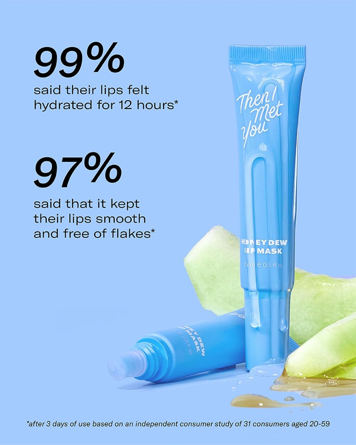Then I Met You Honey Dew Lip Mask - Nourishing & Moisturizing Exfoliating Balm with Honeydew & Squalane | 0.5 oz