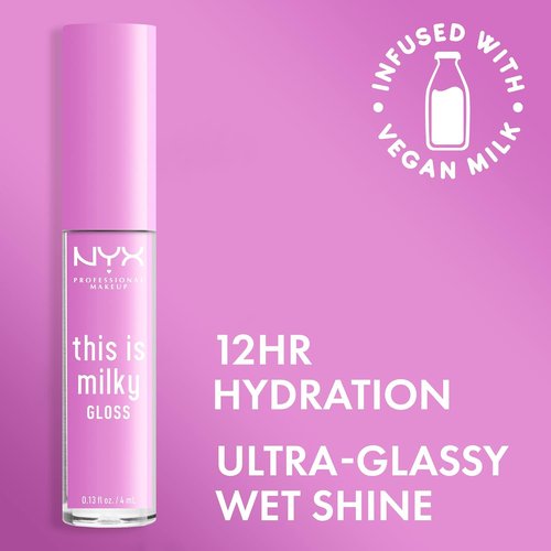 NYX Professional Makeup This Is Milky Gloss - Vegan Lip Gloss for 12-Hour Hydration | Lilac Splash (Sheer Baby Purple)