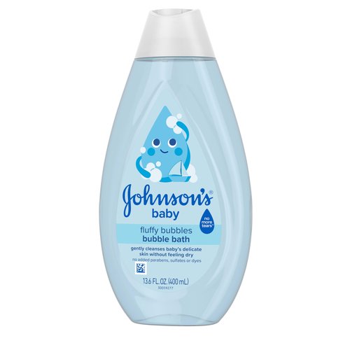 Johnson's Baby Fluffy Bubbles Bubble Bath, No More Tears, Gently Cleanses Delicate Skin Without Feeling Dry, Hypoallergenic, No Added Parabens, Sulfates & Dyes, Baby Essentials, 13.6 fl. oz