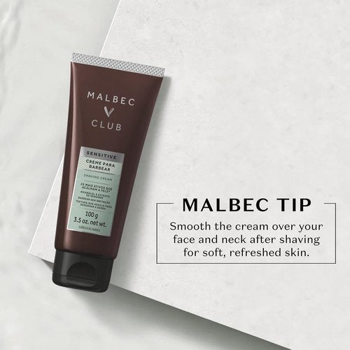 Malbec Club Sensitive Shaving Cream for Men - Lightweight, Non-Foaming Hydration | 3.5 Ounce