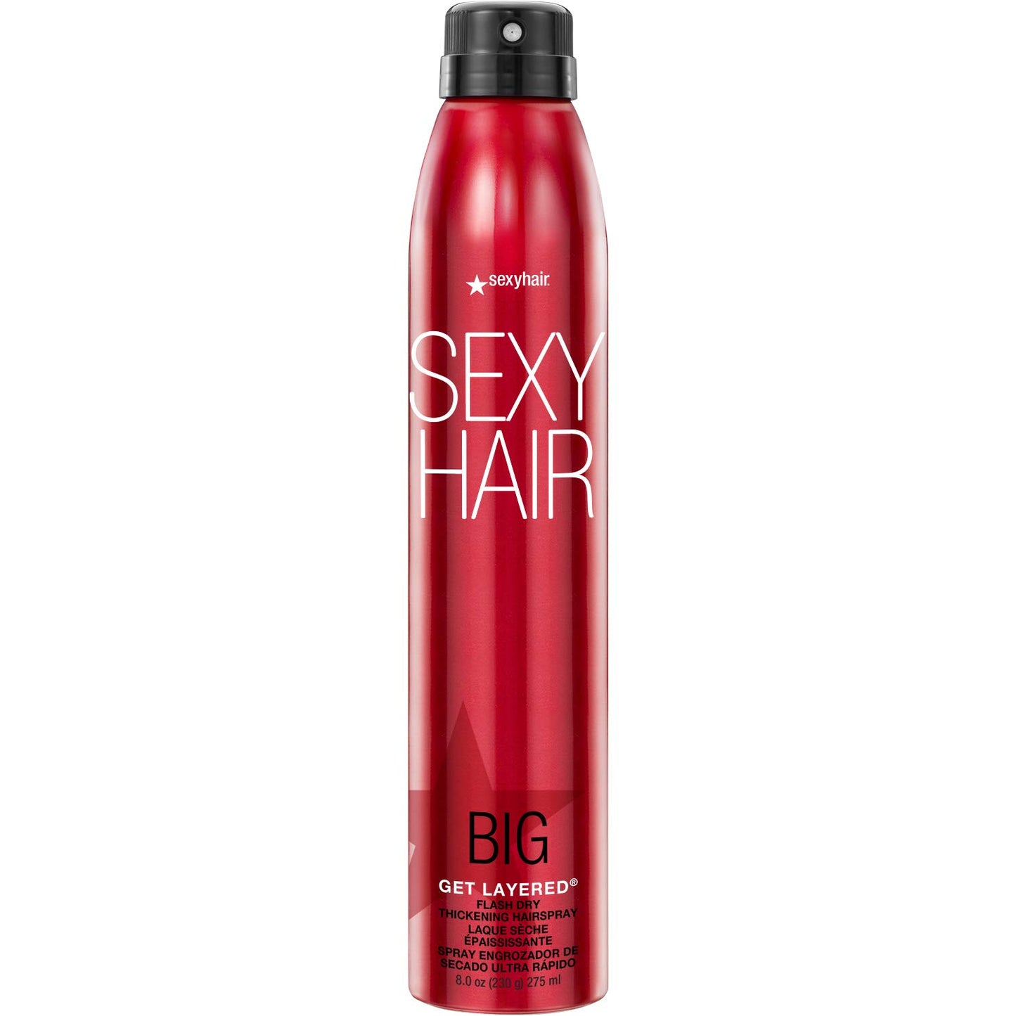 SexyHair Big Get Layered Thickening Hairspray - 8 Oz | Buildable Texture, Volume & Shine | Humidity Resistant Up to 72 Hours