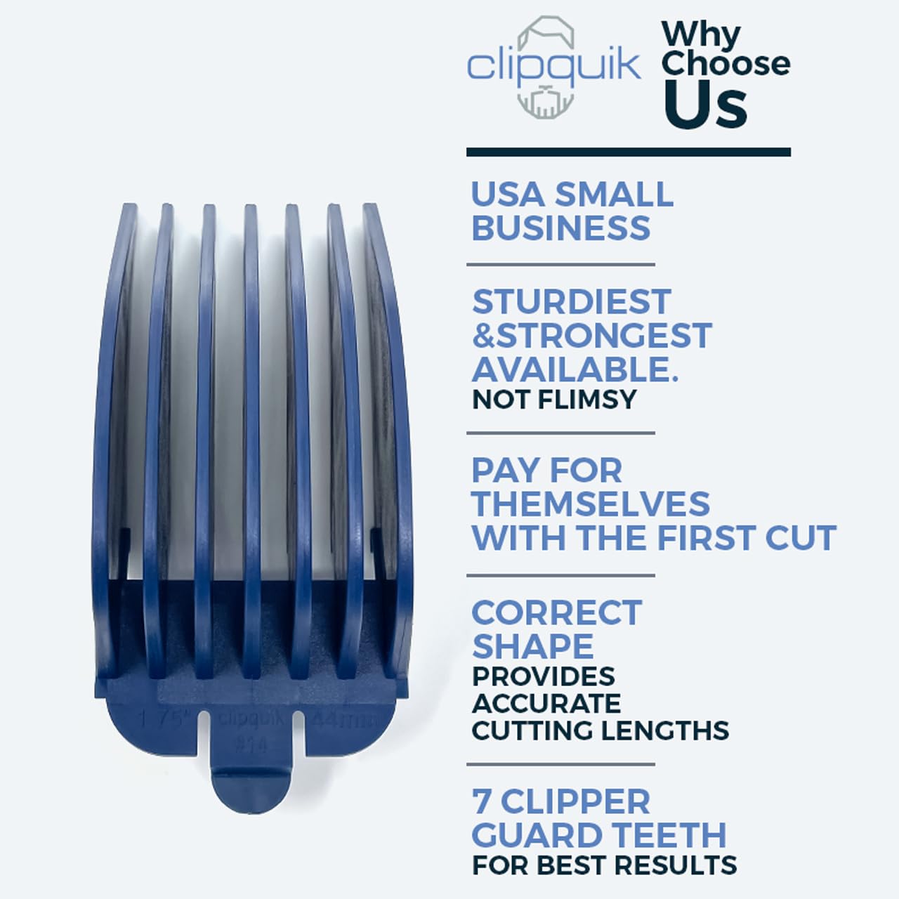 Clipquik Premium XL Clipper Guards for Most Wahl Clippers, Extra Long and Sturdy #20 18 16 14 12 10 (2.5 inch, 2.25", 2", 1.75", 1.5", 1.25") Large Clipper Guide Comb Set