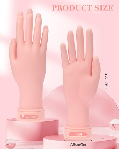 Practice Hand for Acrylic Nails Soft Touch Mannequin Hand for Nails, Flexible and Bendable Fake Hand for Nails for Nail Art Beginners