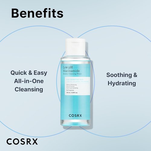 COSRX Low pH Niacinamide Micellar Cleansing Water - Gentle Daily Wash for Sensitive Skin | 3.38 fl. oz.
