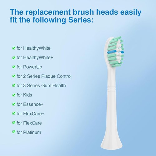 Philips Sonicare Replacement Toothbrush Heads - Compatible C1 C2 G2 W4100 HX6062/65 - Superior Cleaning