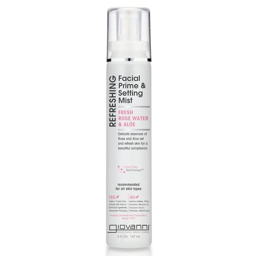 GIOVANNI Refreshing Facial Prime Setting Mist - Hydrating Rose Water Spray for Glowing Skin | 5 Fl Oz