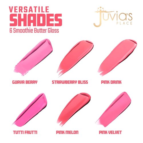 Juvia's Place Smoothie Lip Gloss - Hydrating Pink Velvet Cream Gloss with Plumping Formula | High Shine, Non-Sticky Finish